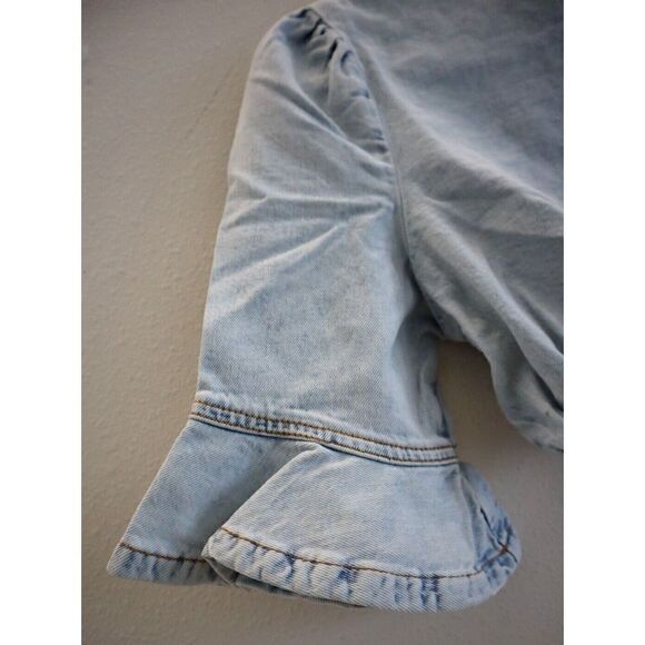 WeWoreWhat WWDT48-1 Women's Sz Small Indigo Comfort Cropped Denim Top - Picture 4 of 8